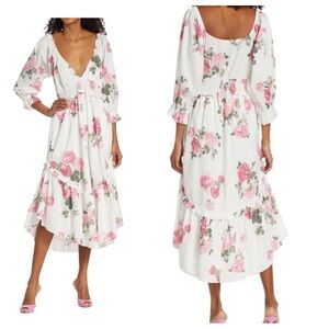 LoveShackFancy Firefly Midi Dress in Paradise Pink Floral Size Medium NWT